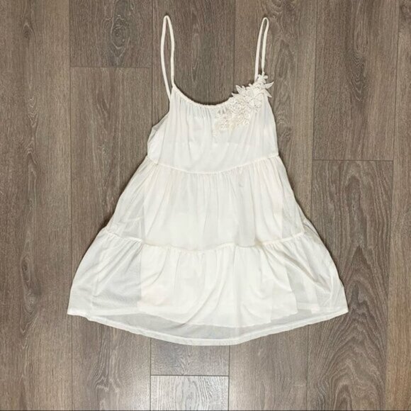 H&M Babydoll Tunic Blouse Mini Dress Ivory Floral Embroidery Y2K 2000s Small - Picture 5 of 16